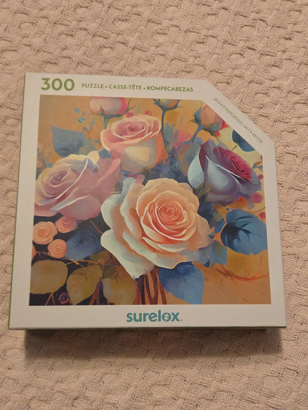 Surelox 300-Piece Floral Puzzle in Peach and Blue